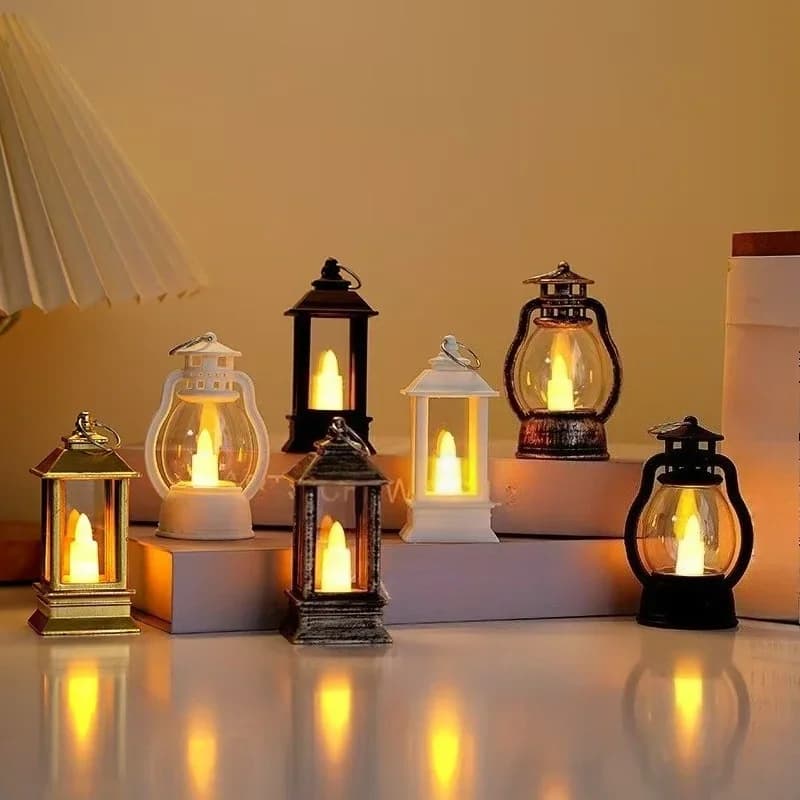 Retro mini LED lanta sveča s toplim sijajem za dekoracijo