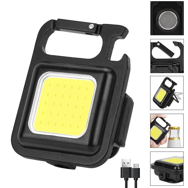 Mini COB LED delovna svetilka na ključ, polnjenje prek USB-C