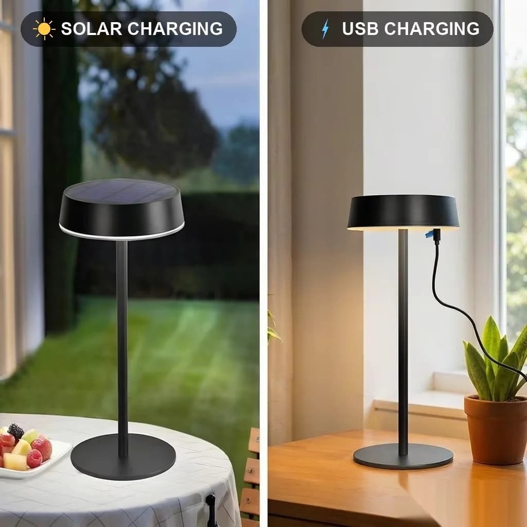 Namizna solarna svetilka, USB polnjenje na dva načina, 3 barve