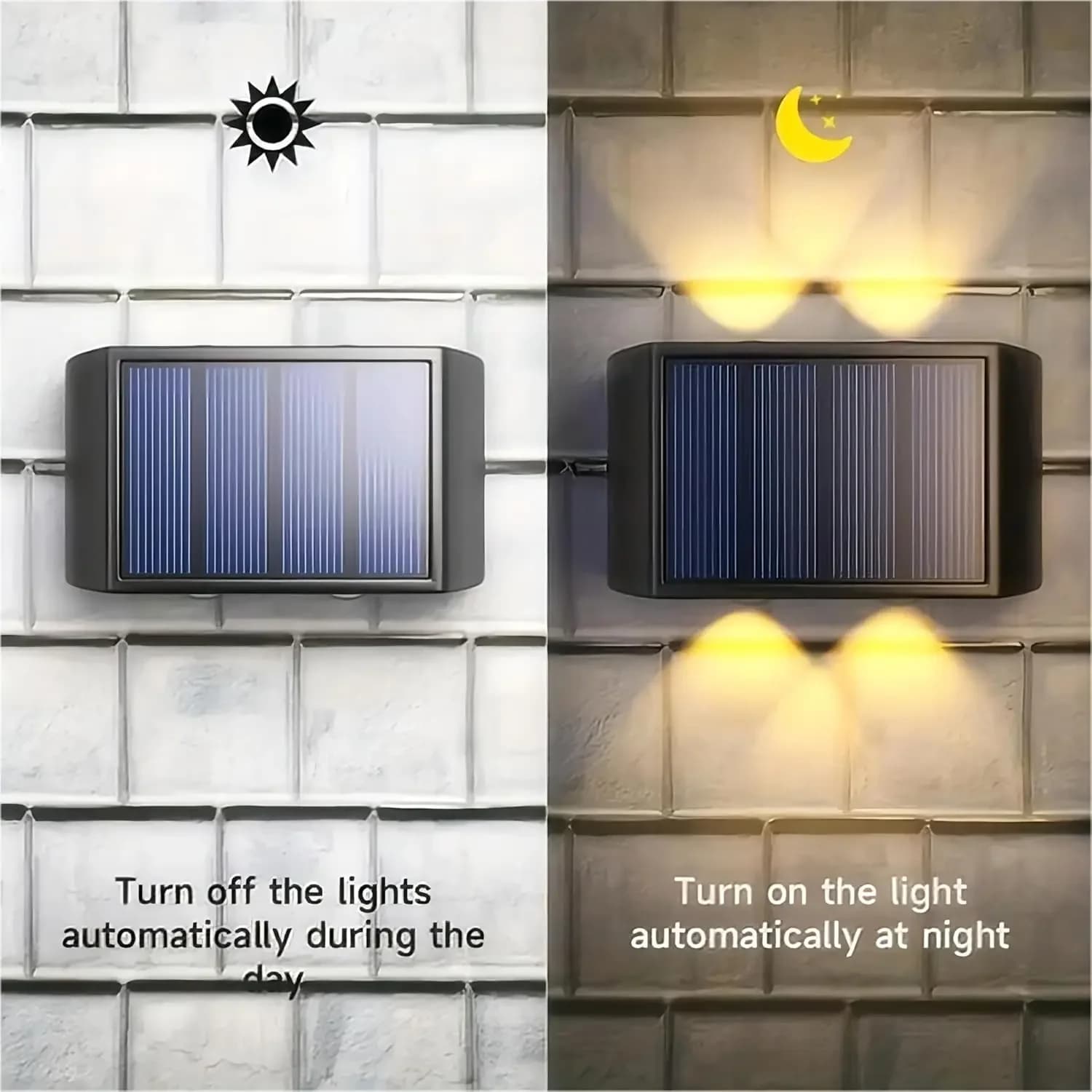 Solarna LED stenska svetilka, vodotesna od mraka do svita