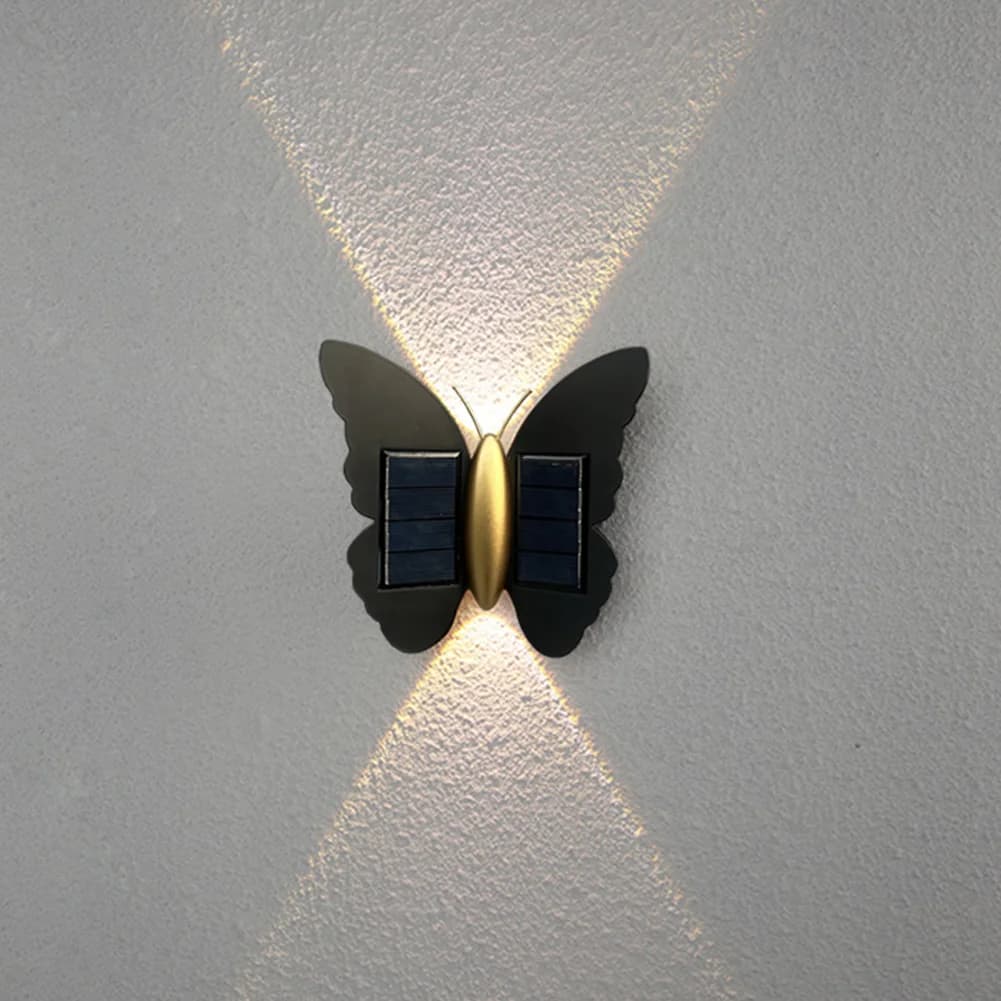 Solarni LED stenski zunanji svetilnik v obliki metulja