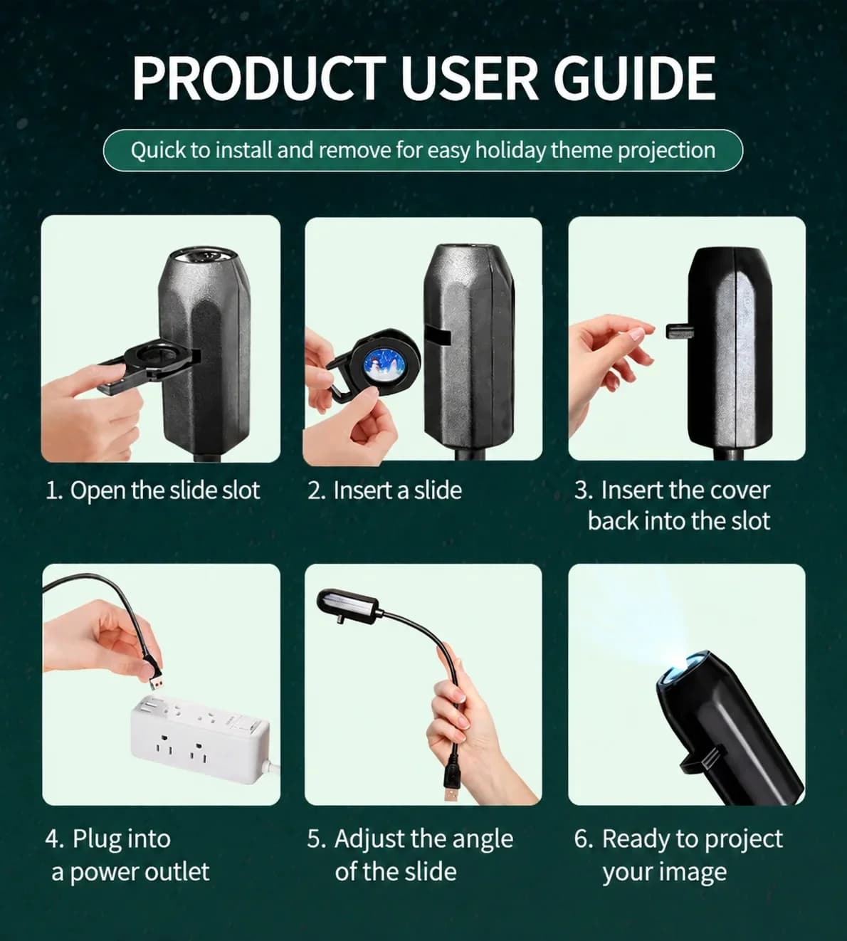 USB projektor nočne luči z vzorcem ocean in zvezdnatim nebom