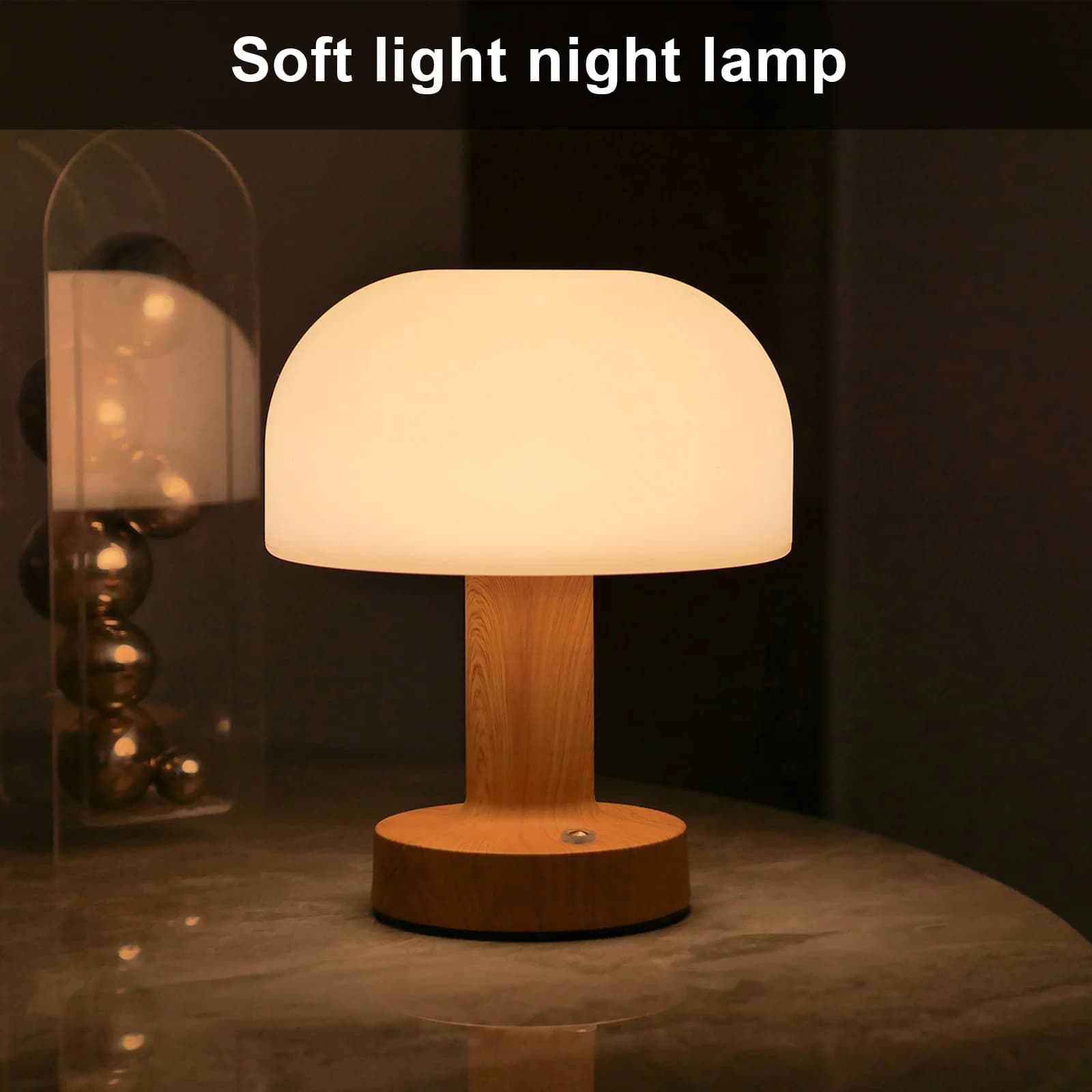 Moderna LED namizna svetilka v obliki gobe, USB polnjenje, dotik
